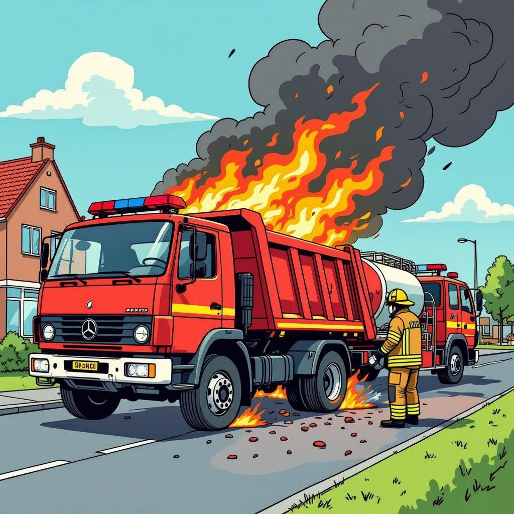 vuurzee in vuilniswagen tijdens ronde in tilburg