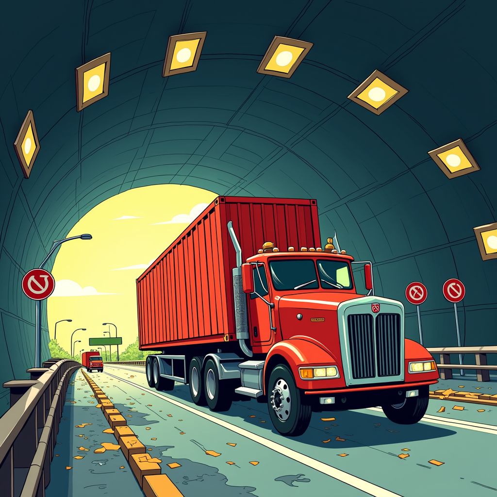 vrachtwagen raakt verlichting in thomassentunnel; grote vertraging