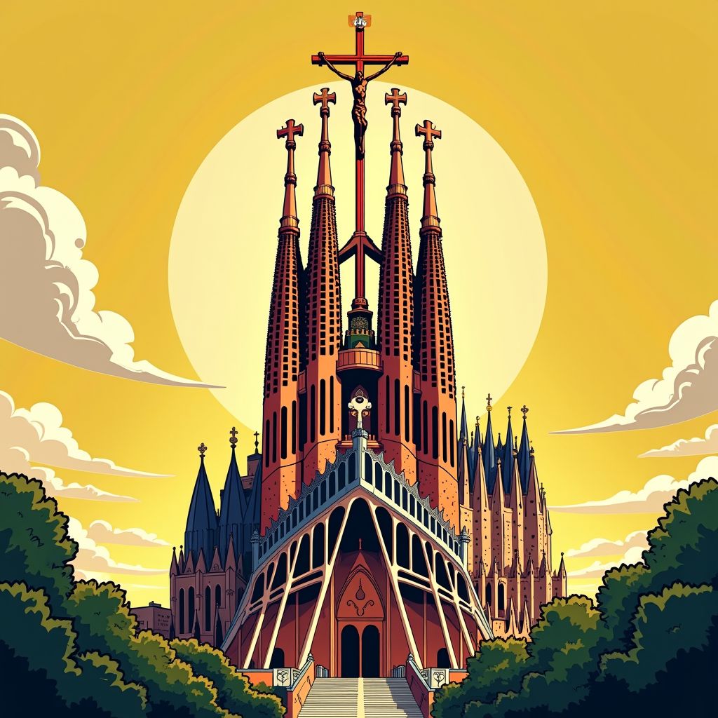 hoogste toren van sagrada família krijgt zijn kruis