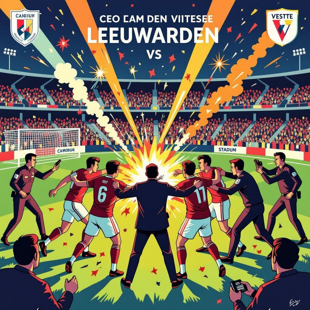 chaos in leeauwarden as cambuur-vitesse match is abandoned amid fireworks chaos