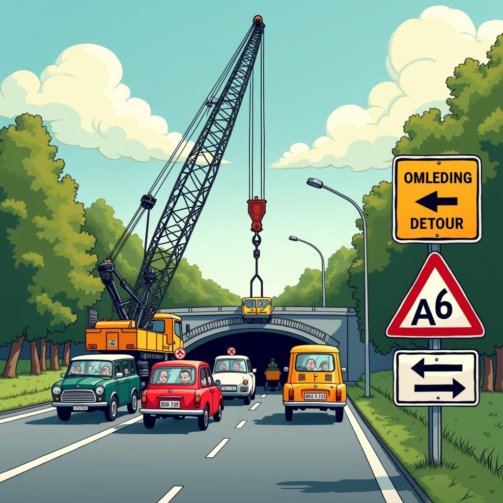 snelweg A28 plots dicht door gevaren portaal bij Staphorst