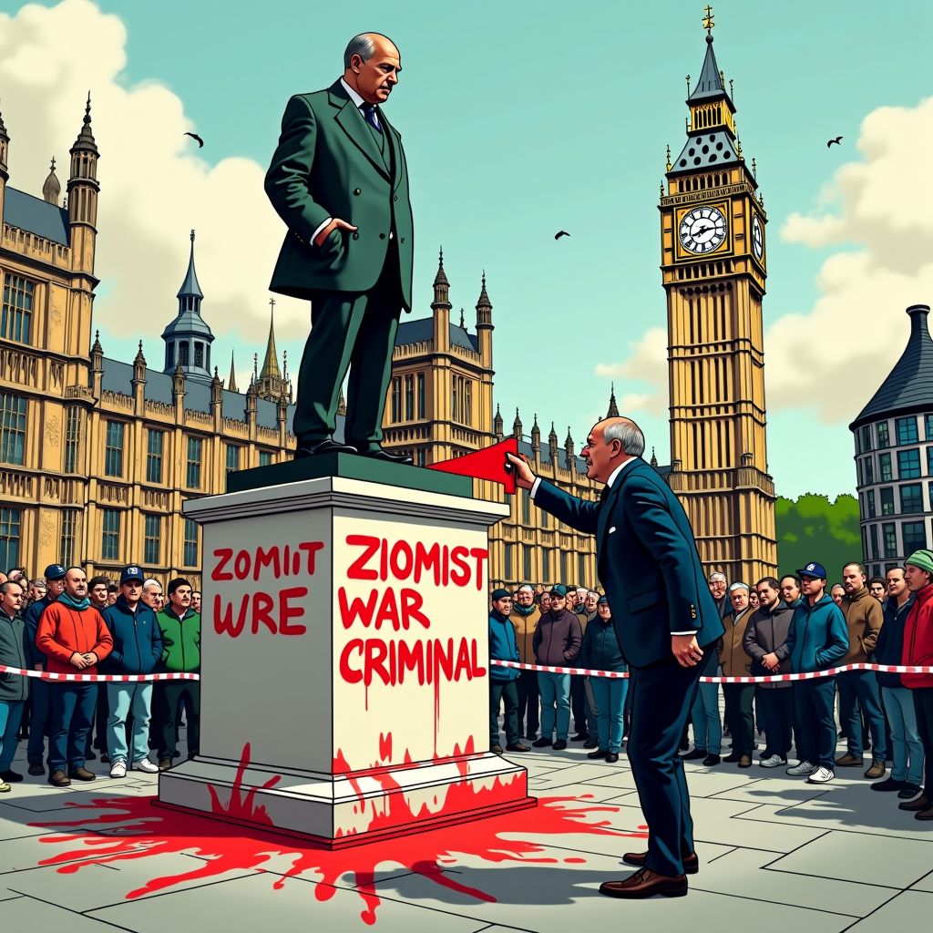 Nederlandse activist beschadigt Churchill-standbeeld in Londen