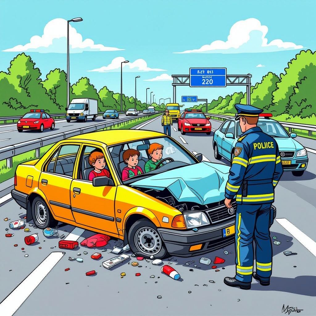 bestuurder aangehouden na kantelen met twee kinderen op a20