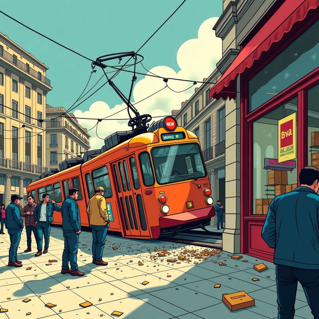 tram ontspoord in hart milaan: chaos na botsing met winkel