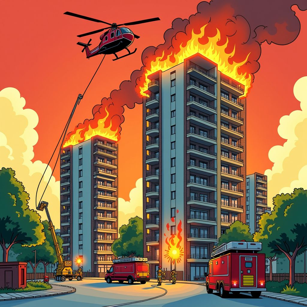 zware brand in flat van 11 verdiepingen; traumahelikopter boven bergen op zoom