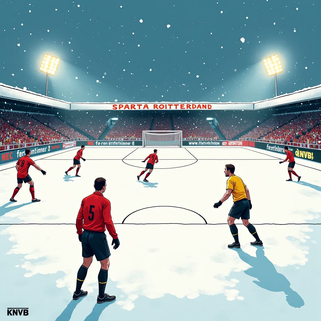 sneeuwval forceert historische onderbreking in eredivisie