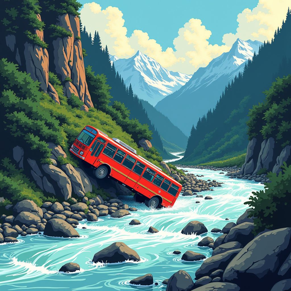 bus stort 200 meter naar beneden in nepal: dodelijke val in rivier