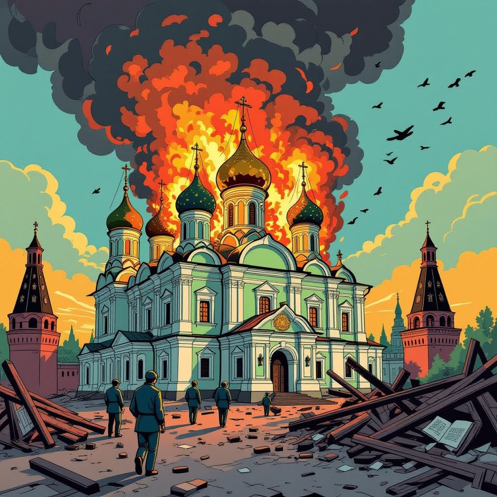 historic heart of kyiv ablaze after russian strikes