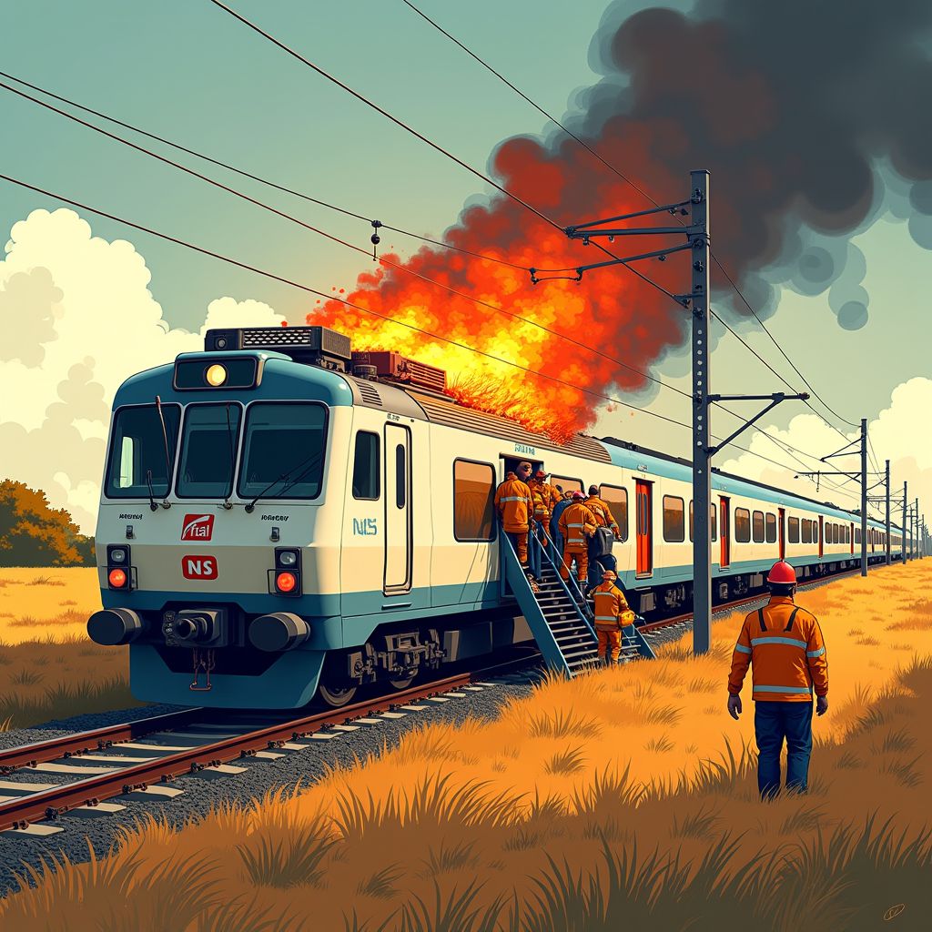 intercity ontruimd in weiland bij woerden na plotselinge treinbrand