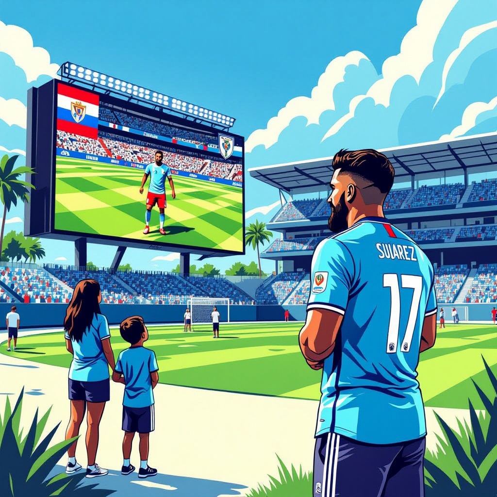 suárez zit niet bij de selectie maar is toch in miami