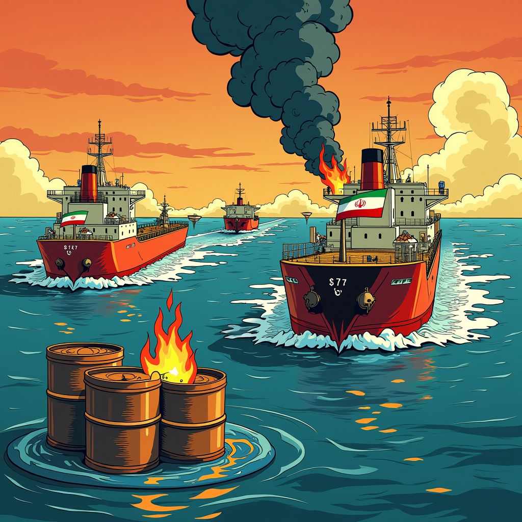 Iran sluit Straat van Hormuz na aanval: olieprijs springt naar $77