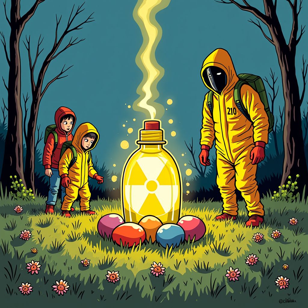 radioactief vlammetje tijdens paaseirendzoektocht