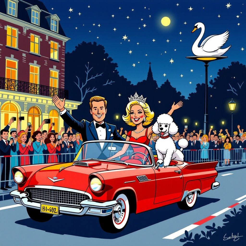 koningspaar slaapt in hurdegaryp en wordt door menigte toegejuicht