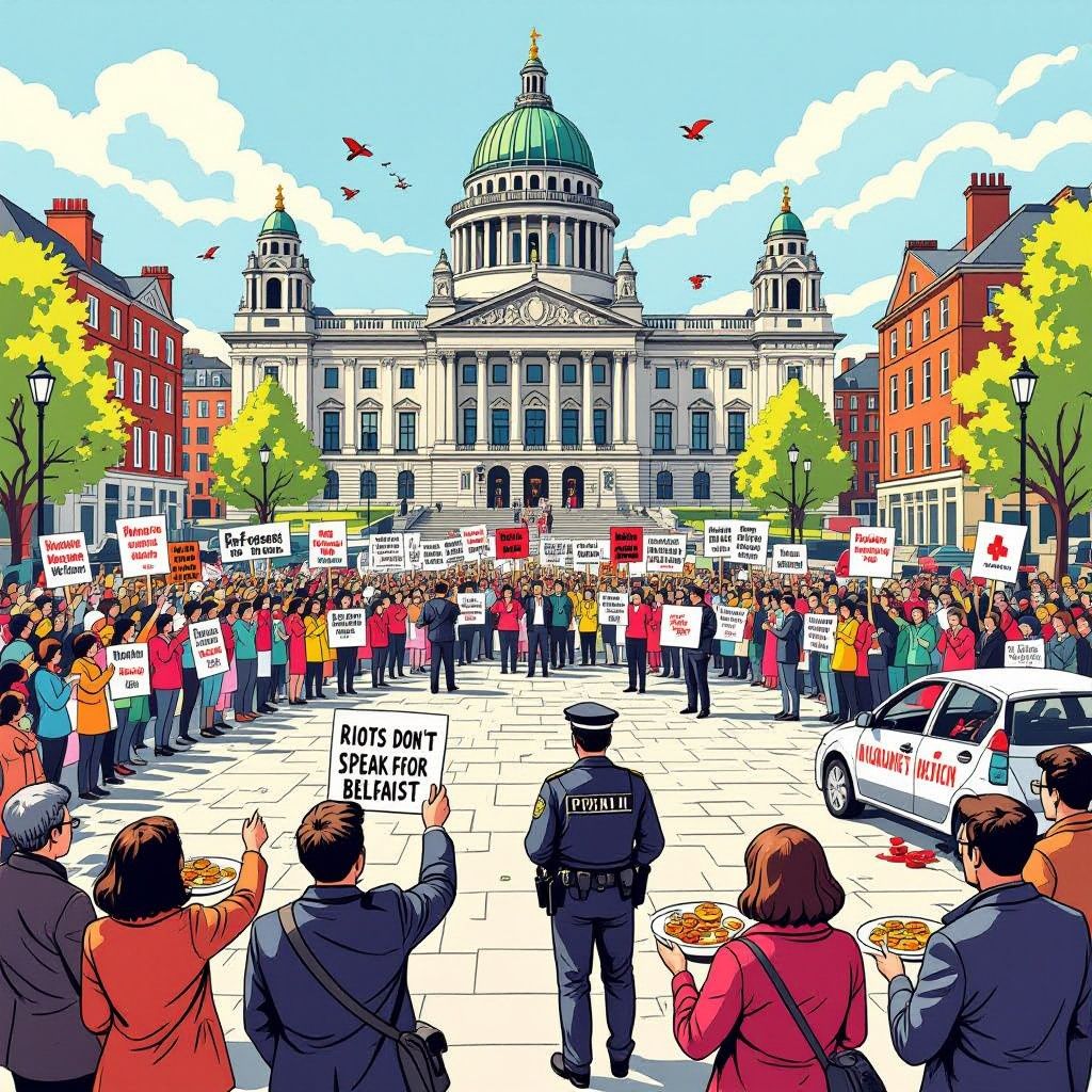 belfast reageert: duizenden tegen racisme na nachten van branden en aanvallen