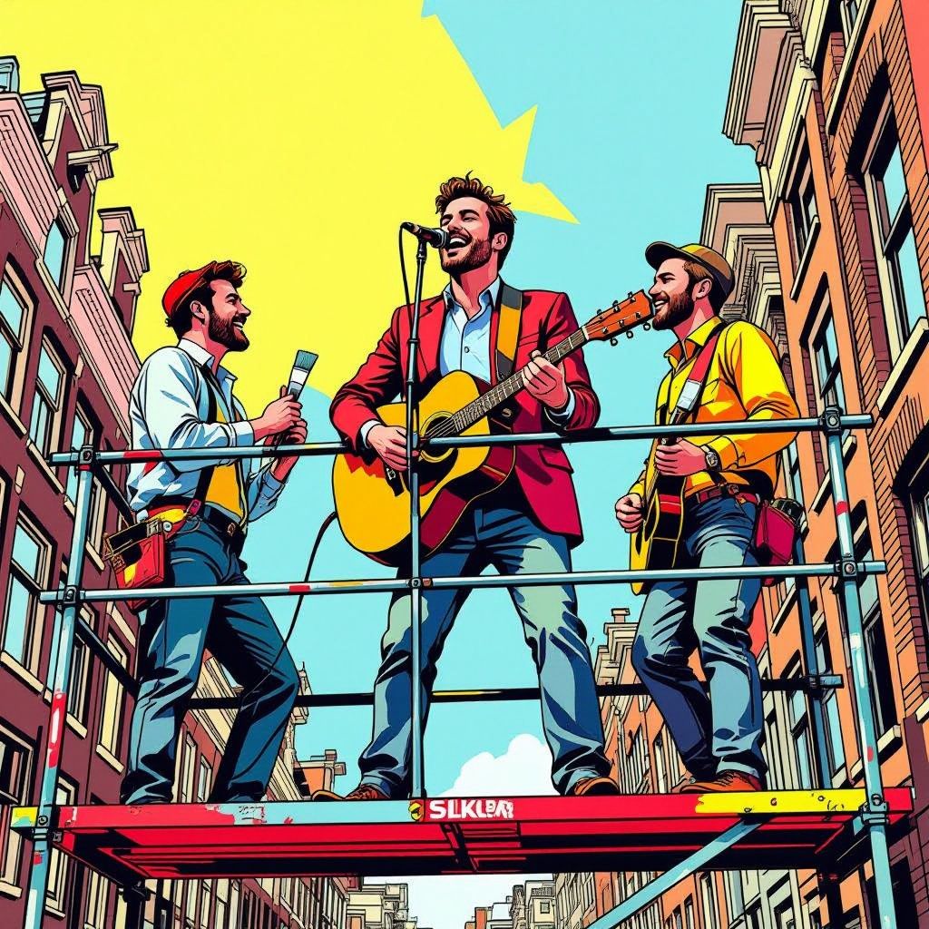 singer catches workers singing his hit on a ladder