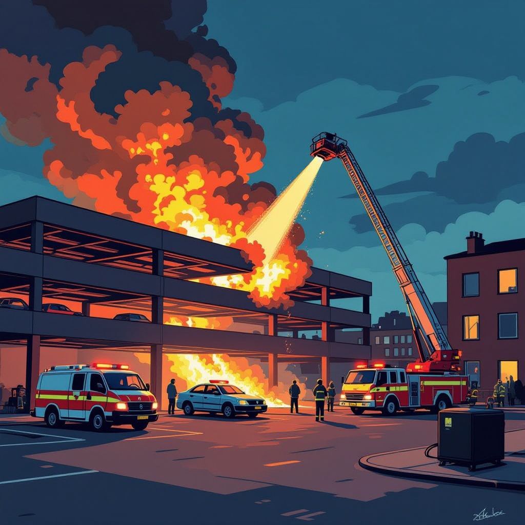 uitslaande autobrand legt parkeergarage bas paauwestraat in de as