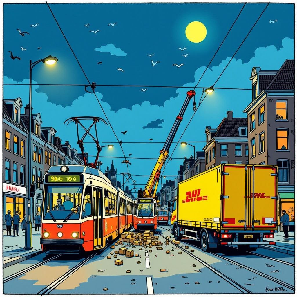 nachtelijke botsing haalt tram van de rails in den haag