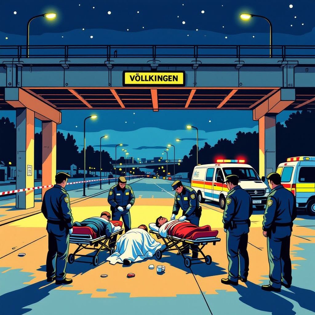 dode en meerdere zwaargewonden na knal onder voetgangersbrug in völklingen