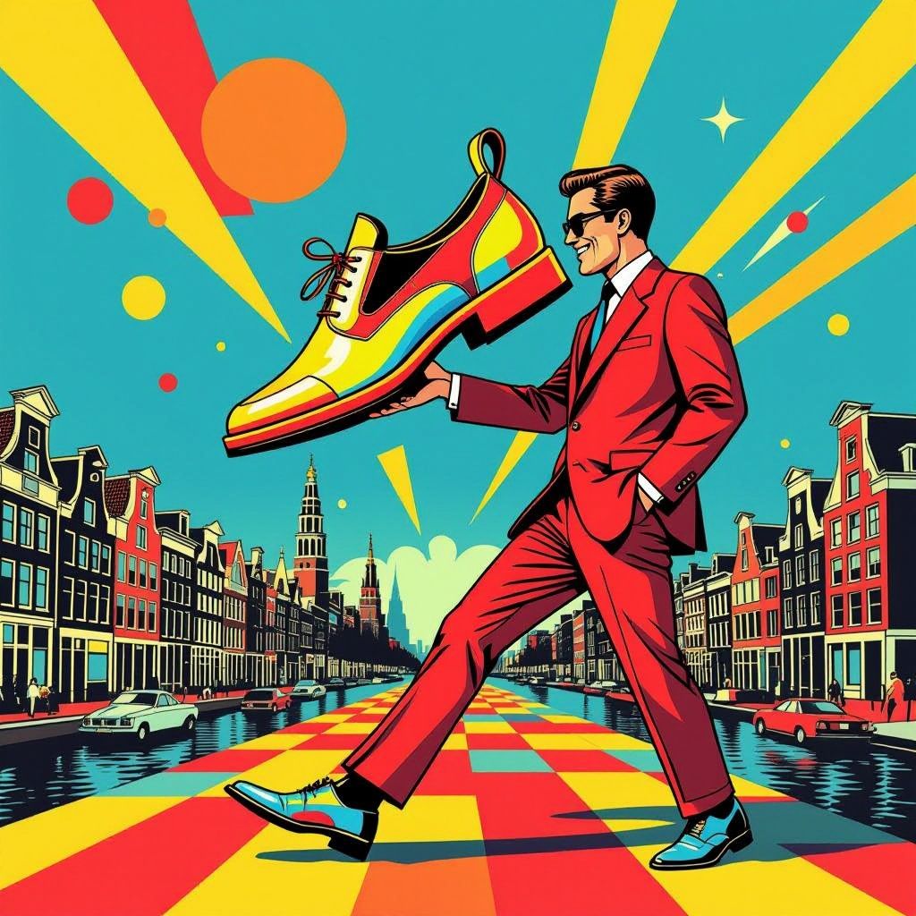 de man die schoenen naar een andere dimensie tilde