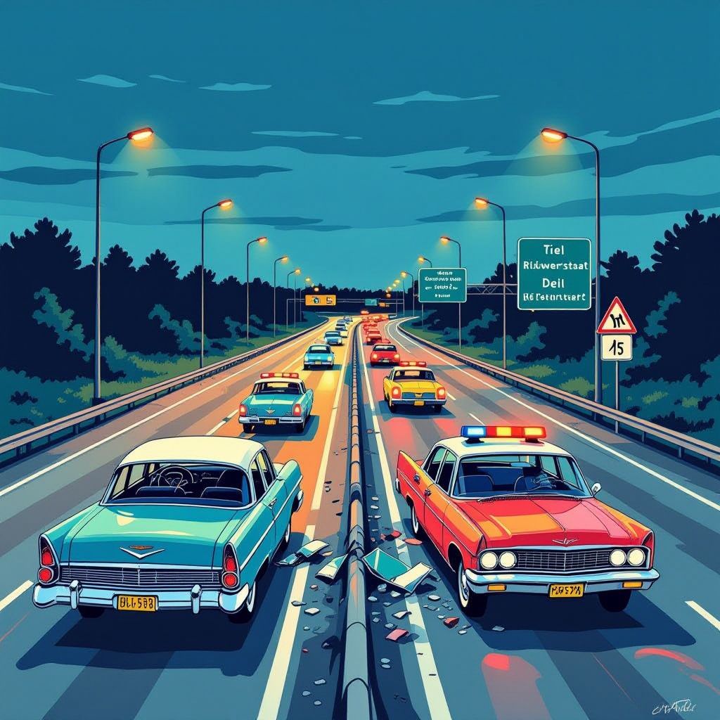 a15 bij echteld uren dicht na nachtelijk ongeluk — twee gewonden en lange files