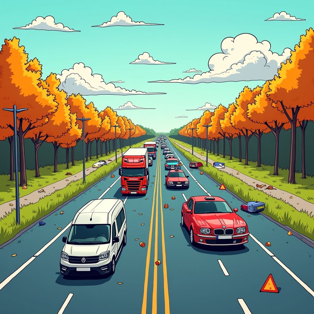 a67 parkeerplaats vol brokstukken na zwaar ongeval