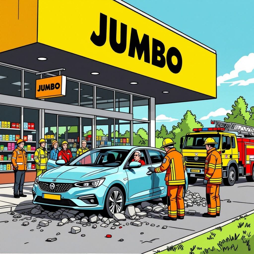 auto rijdt met neus in supermarkt, winkel ontruimd in dongen