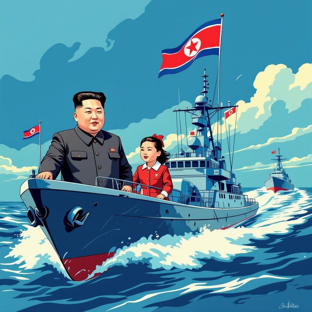 kim jong-un toont herstelde torpedobootjager tijdens zeetest