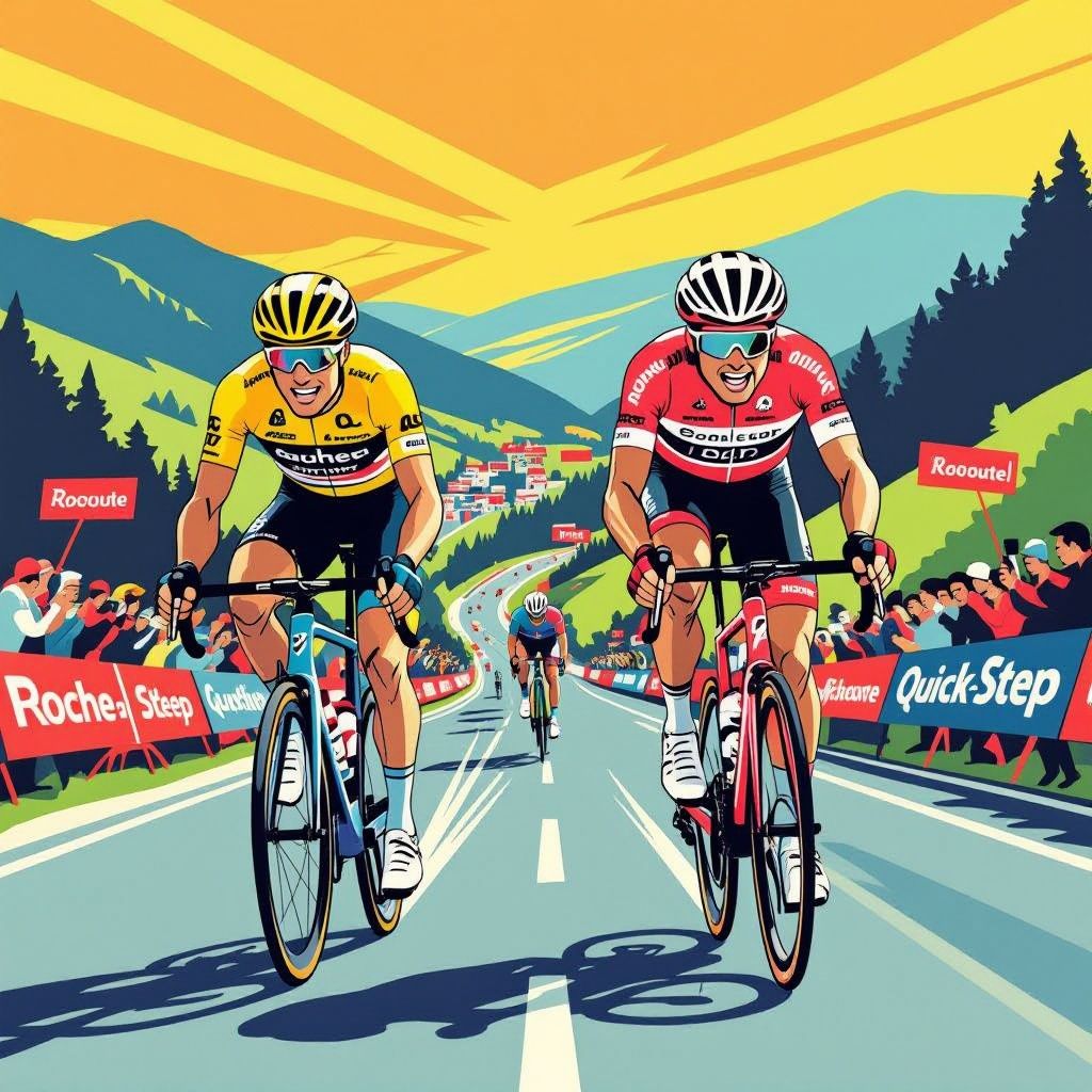 evenepoel en pogacar botsen in het oude bos