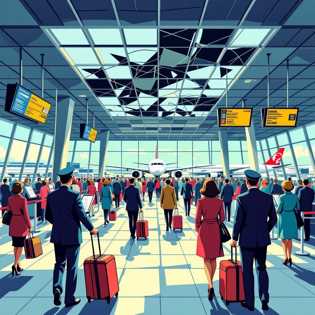 ingestort plafond zet schiphol op zijn kop: urenlange rijen en tientallen gemiste vluchten