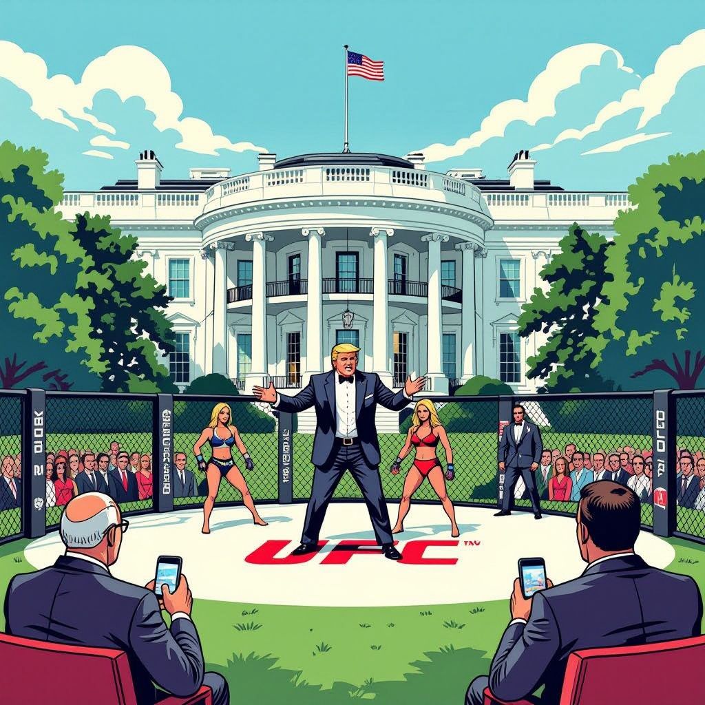 trump viert zijn 80ste met een ufc-gevecht op het witte huis gazon