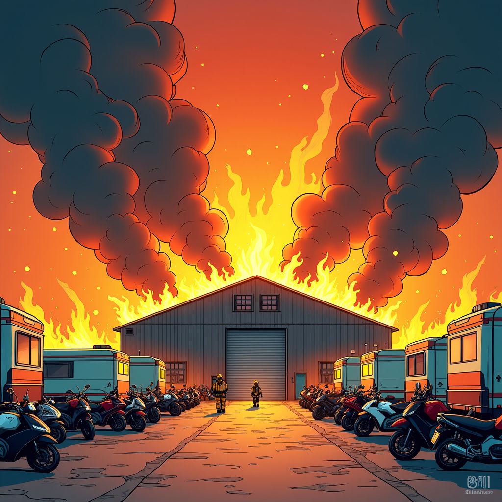 flames engulf storage hall in moerkapelle