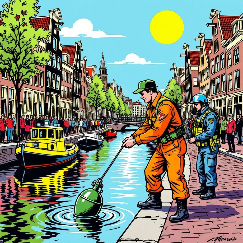 magneetvisser haalt oude granaat uit hart amsterdam