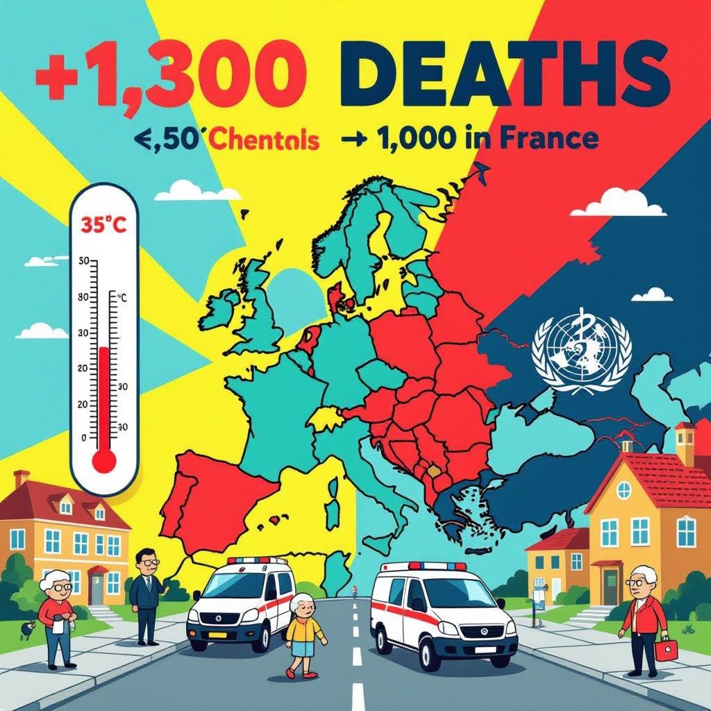 meer dan 1.300 doden in europa na recordhitte; frankrijk telt ~1.000 extra