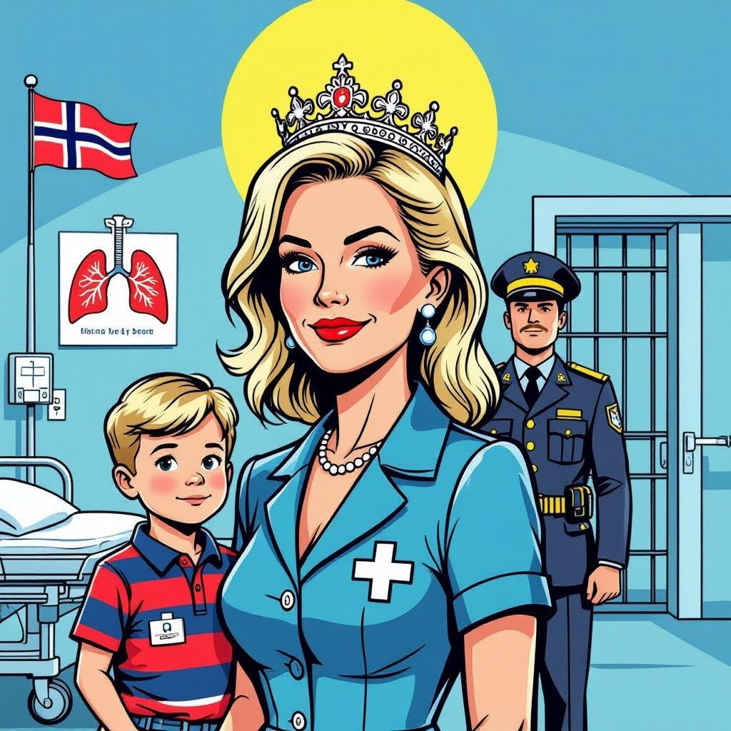 mette-marit op wachtlijst voor longtransplantatie; zoon tijdelijk vrijgelaten uit detentie