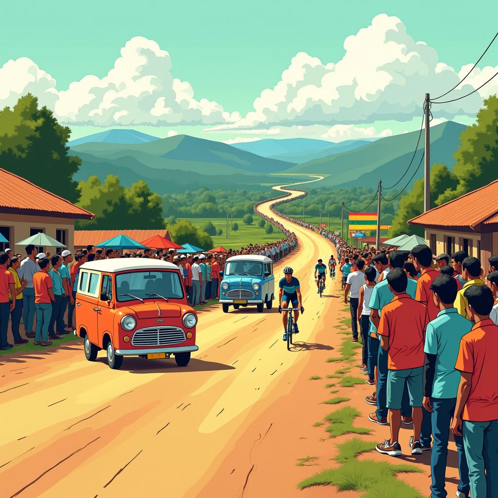 caravan rijd van de weg en raakt publiek tijdens ronde van rwanda