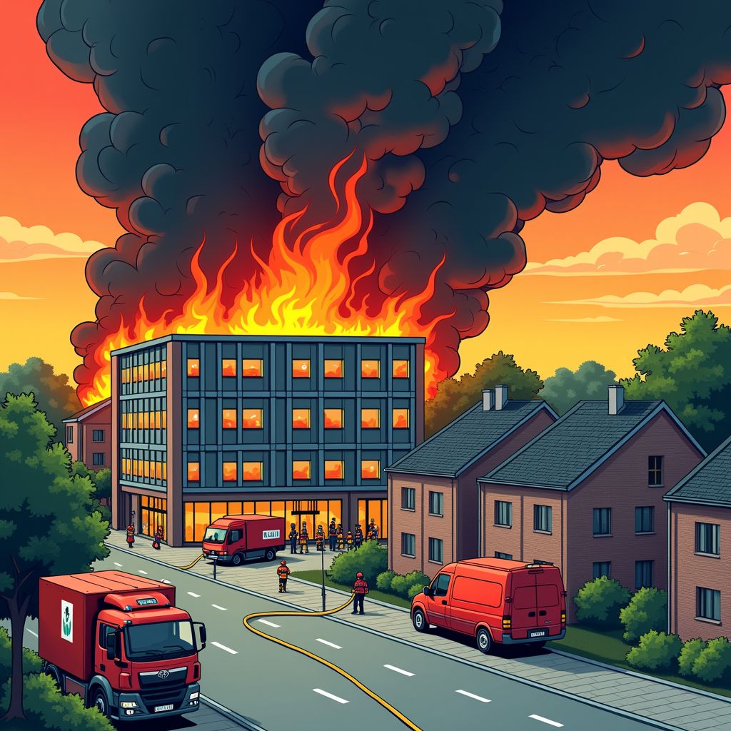 dikke rookwolken boven hoogeveen na grote brand bij machine techniek