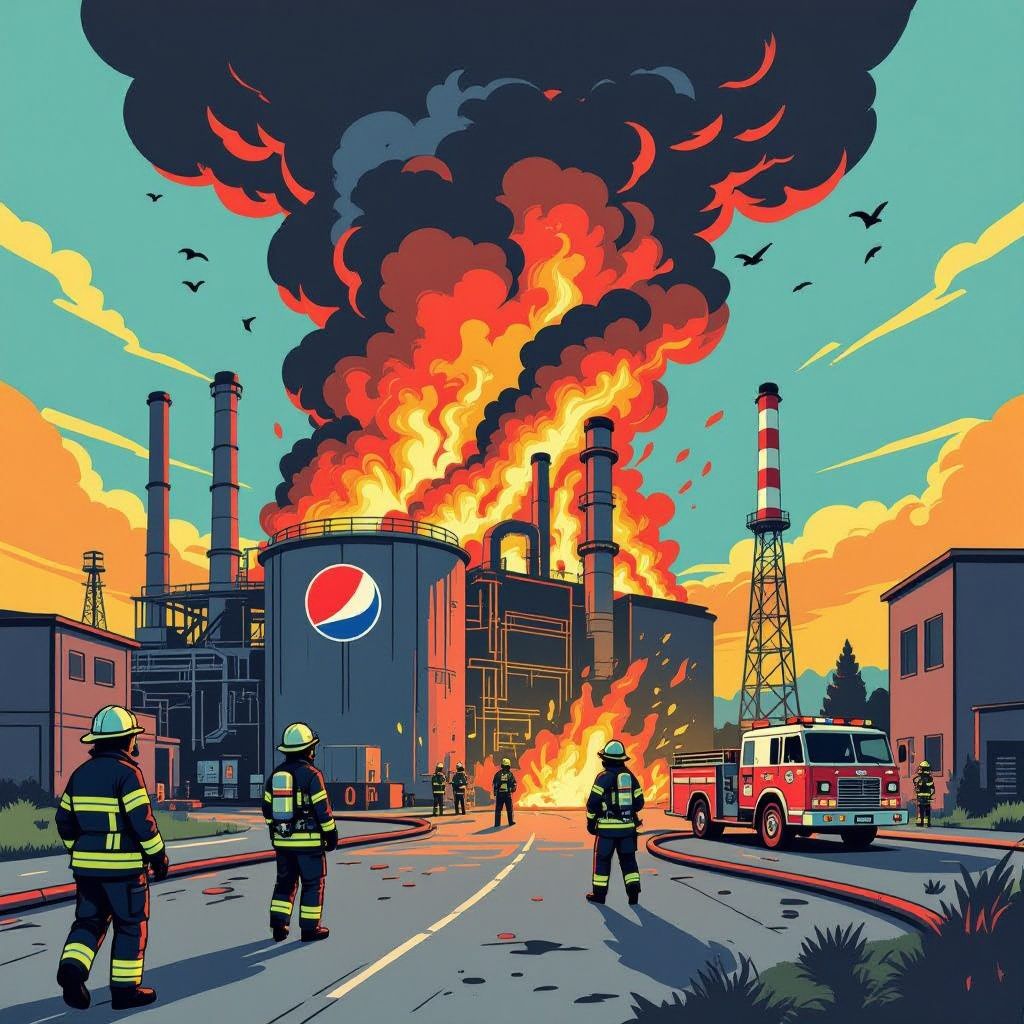 vonk tijdens onderhoud leidt tot brand bij pepsi-fabriek