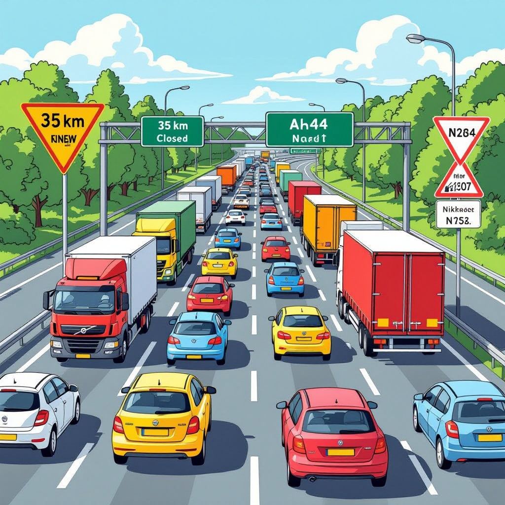 a4 vastgelopen na omleiding van a44: ruim 35 km file en uur vertraging