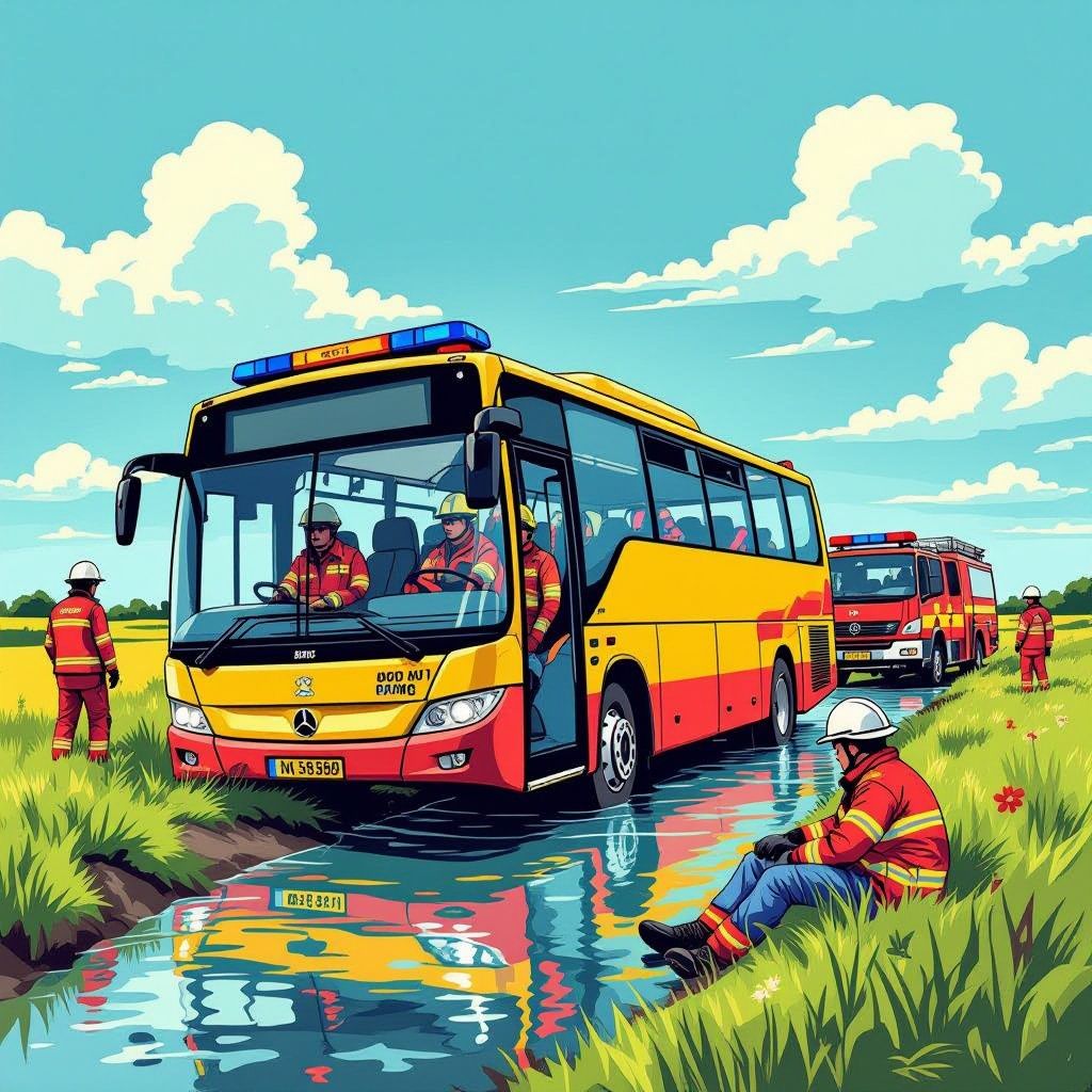 busbelandt in sloot in friesland, meerdere gewonden