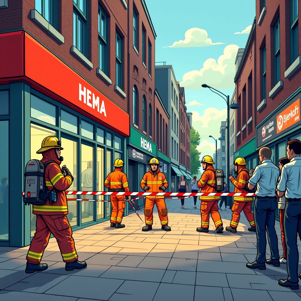 groot alarm in hart Den Haag door hevig gaslek in HEMA