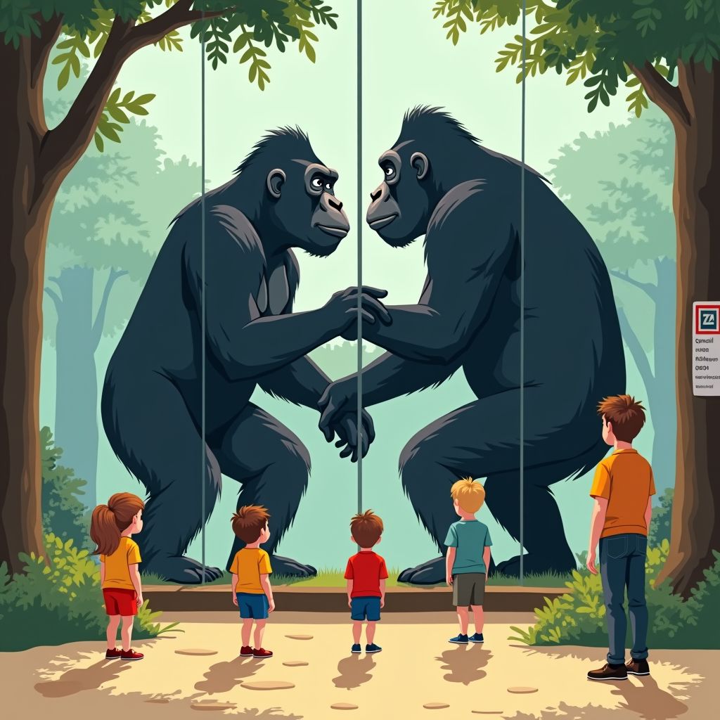 gorillas paren in zicht van kinderen in zoo antwerpen