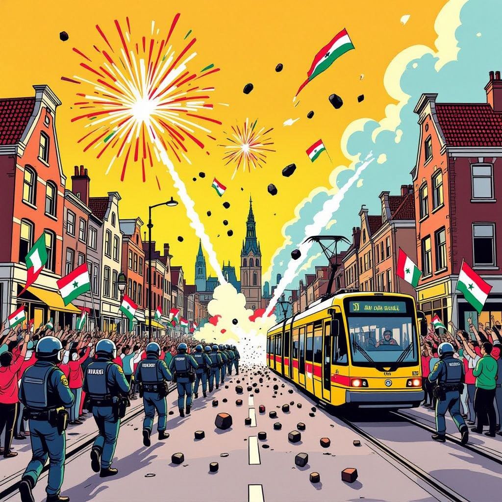 feest na marokko-zege escaleert in den haag: waterkanon en 13 aanhoudingen