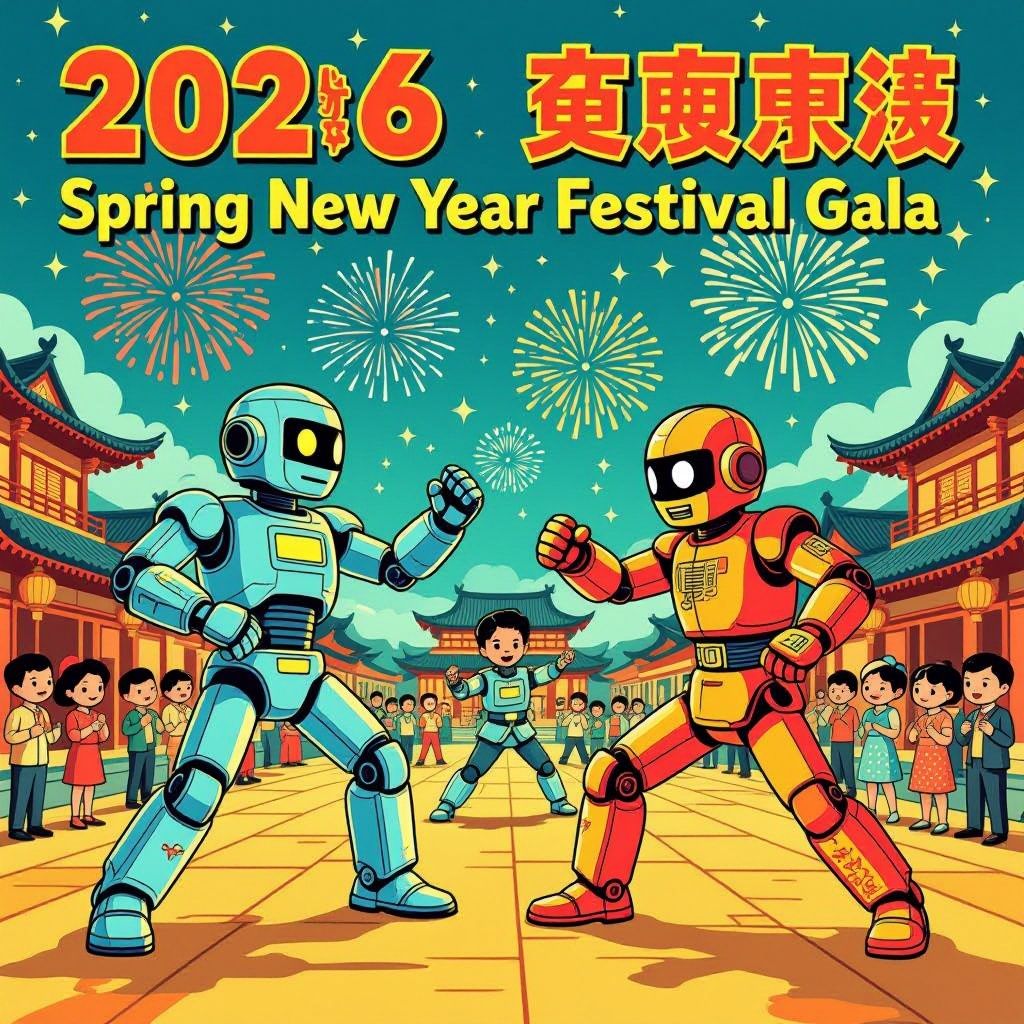 robots dansen met kinderen tijdens chinees nieuwjaar