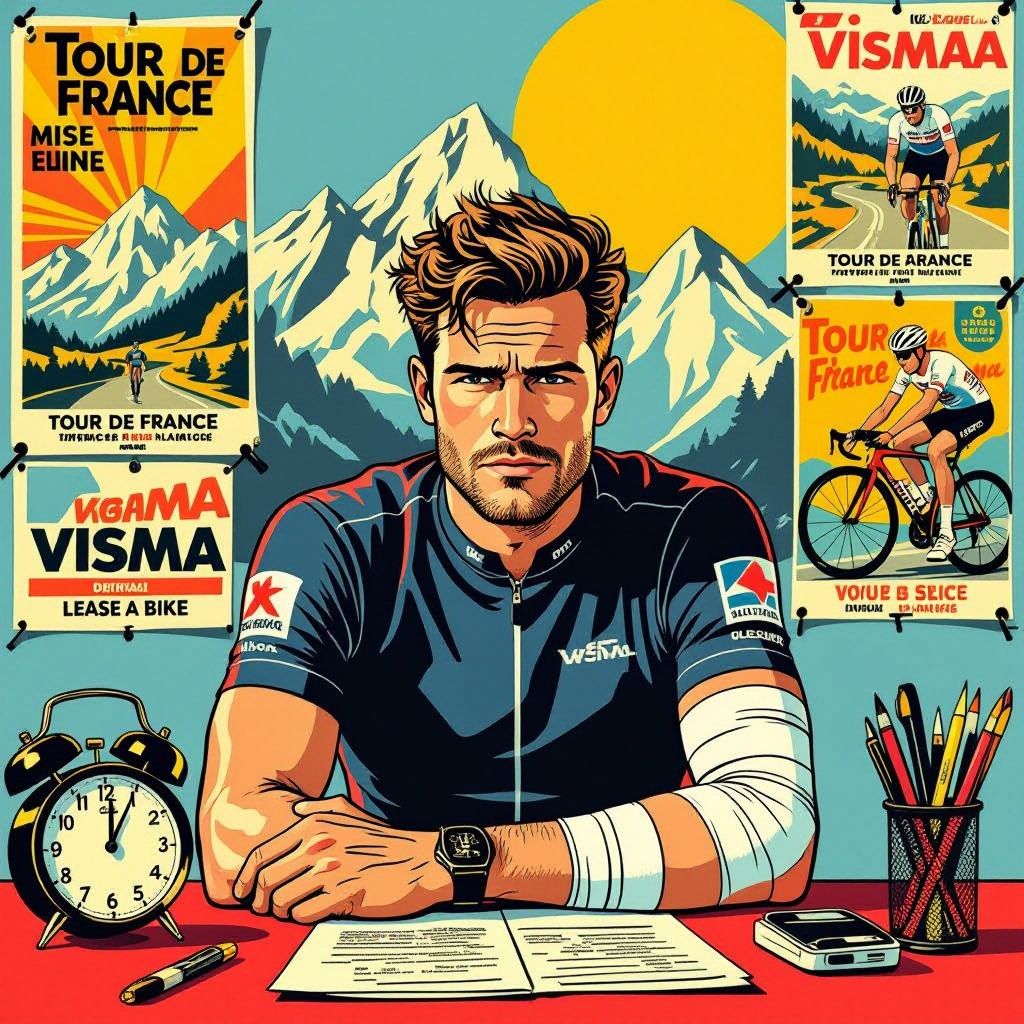 Wout van Aert blijft thuis met ontstoken elleboog, Tour-deelname wankelt