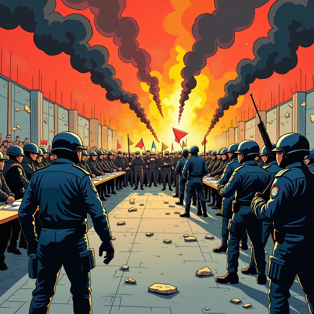 gewapende politie confronteert protesterenden bij raadsvergadering over azc