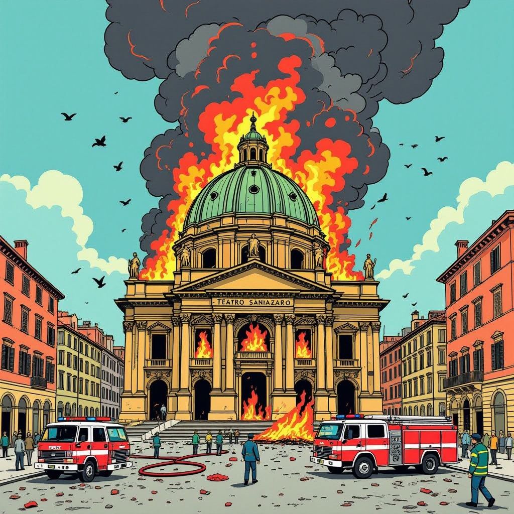 flames consume historic teatro sannazaro in naples