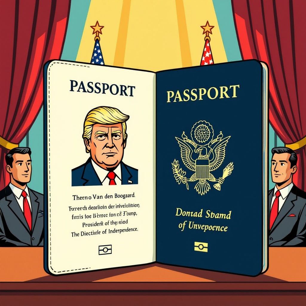 vs introduceert speciale paspoorten met gezicht van trump