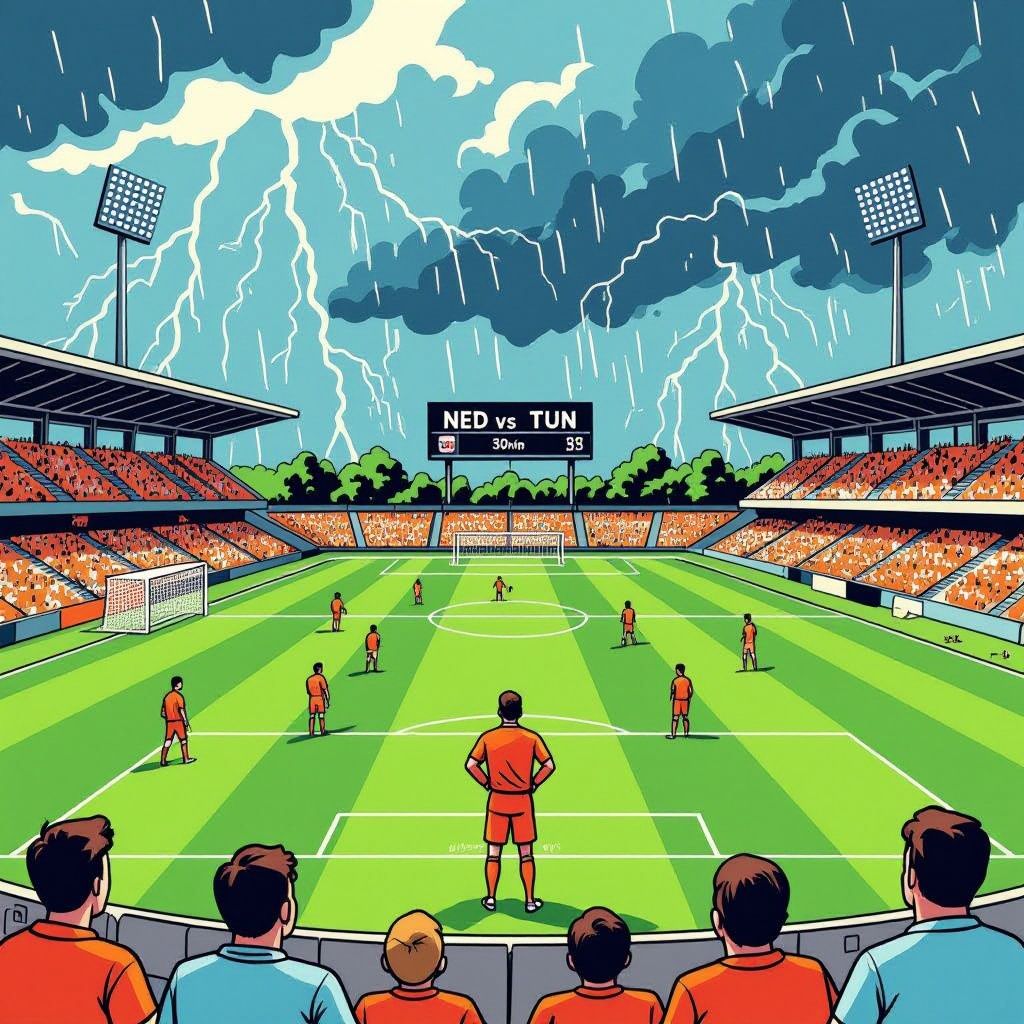 oranje fit en klaar — maar noodweer kan wedstrijd tegen tunesië stilleggen