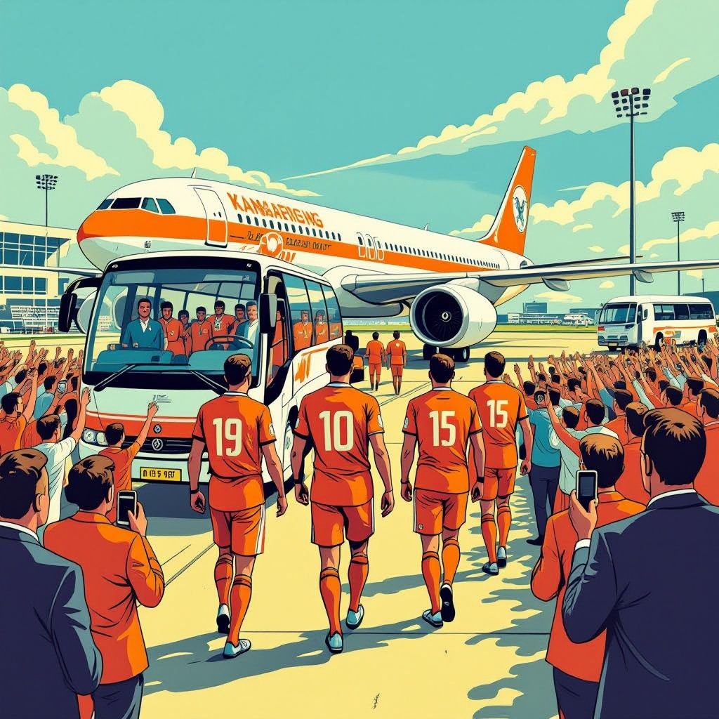 oranje landt in kansas city met feestelijke ontvangst