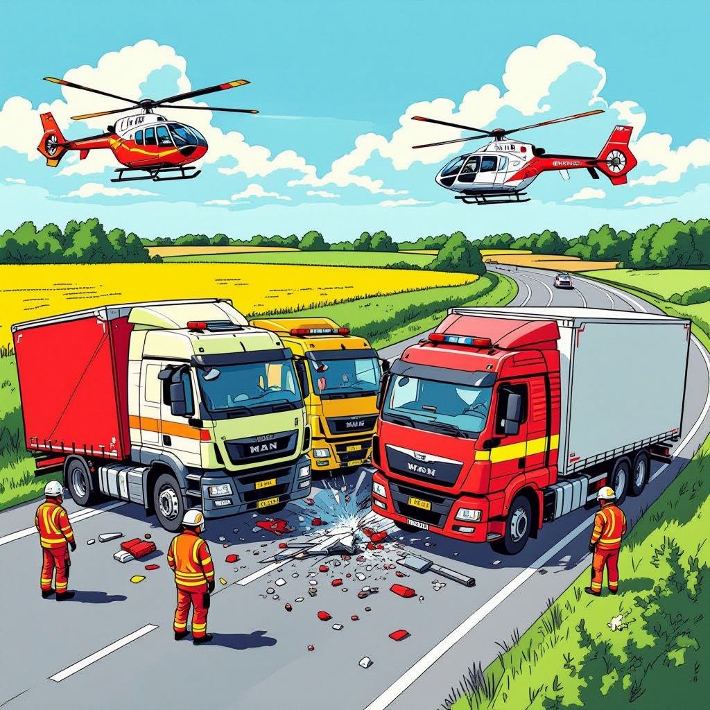 drie vrachtwagens gebotst op n36 bij almelo